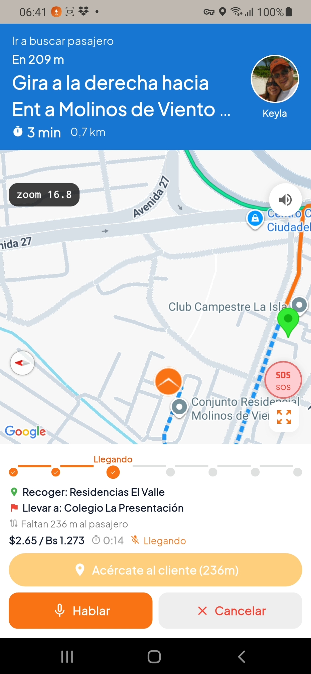 En camino al pasajero